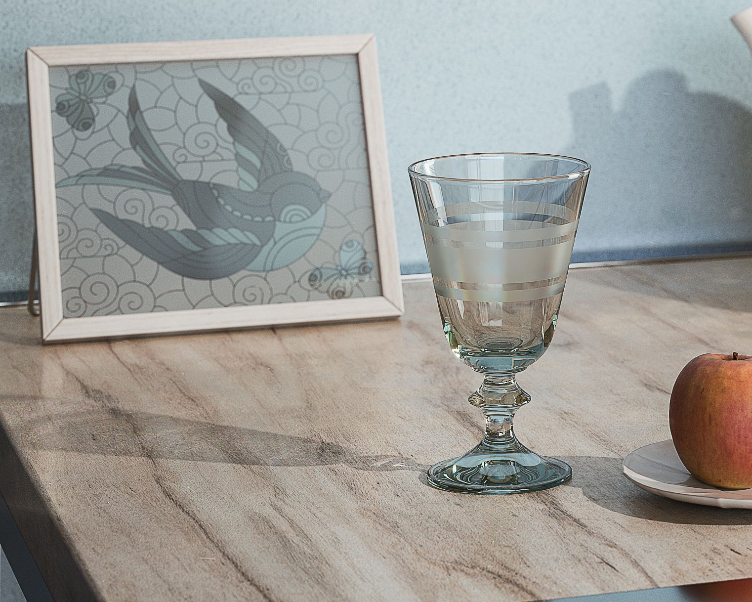 Corona Renderer 7 Physical Material - esempio di ombra generata da un vetro satinato