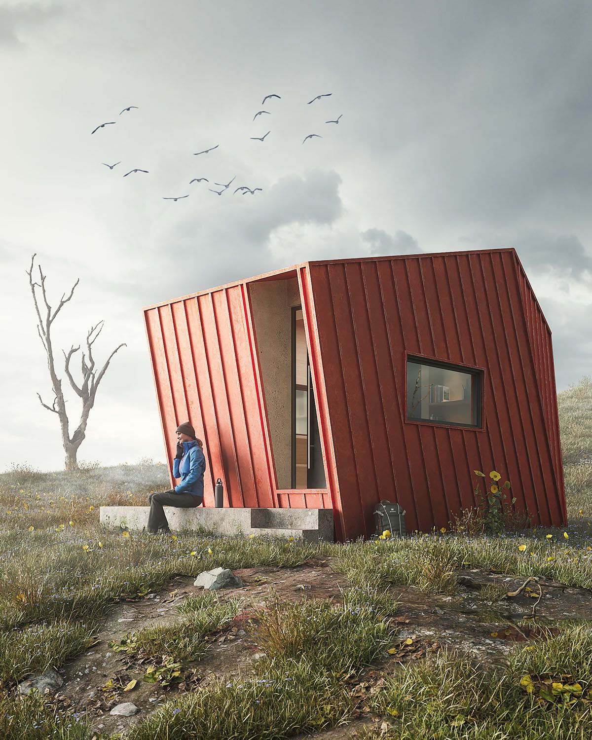 Corso di rendering con Chaos Corona e 3ds Max - Render esterno - Shelter - Scuola di rendering 3d Roma. Corsi di rendering per l'architettura e il design, online live.